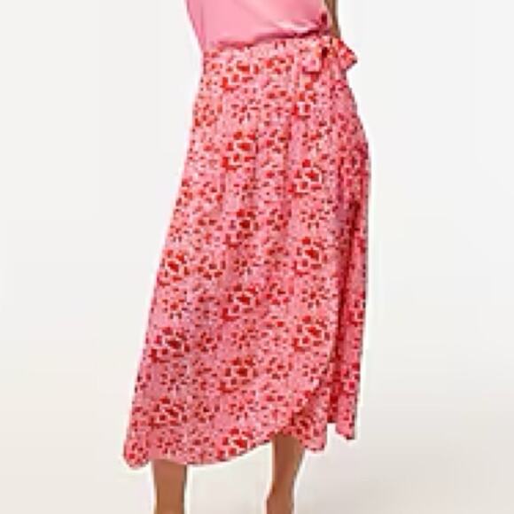 J. Crew Factory Wrap Azalea Belvedere Red midi skirt - Picture 1 of 12